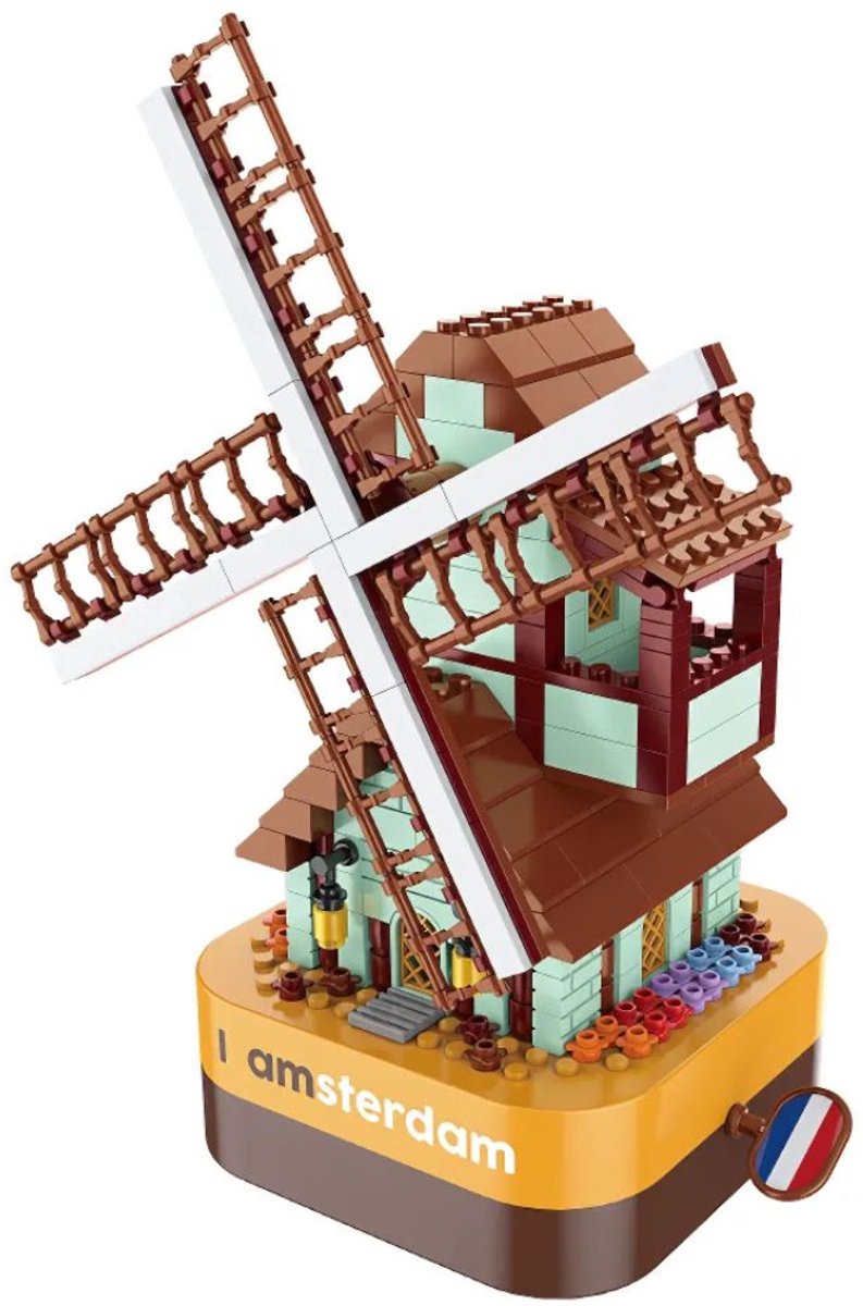 Jaki- Windmolen bloemen park muziekdoos | Icons modelbouw | Creator classic architecture bouwpakket | Technische speelgoed ideas expert volwassenen & kinderen | 425 bloks | souvenirs molen van holland